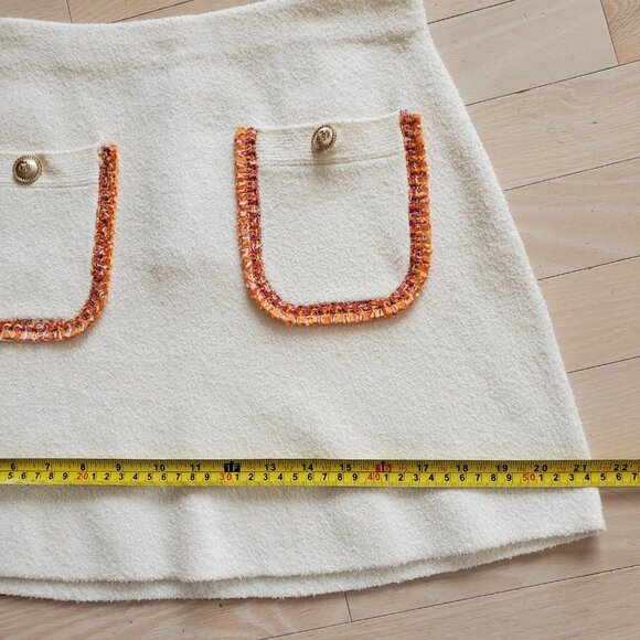 Maje ! Ivory and orange Trim mini Skirt ( EU/38) - Picture 10 of 11